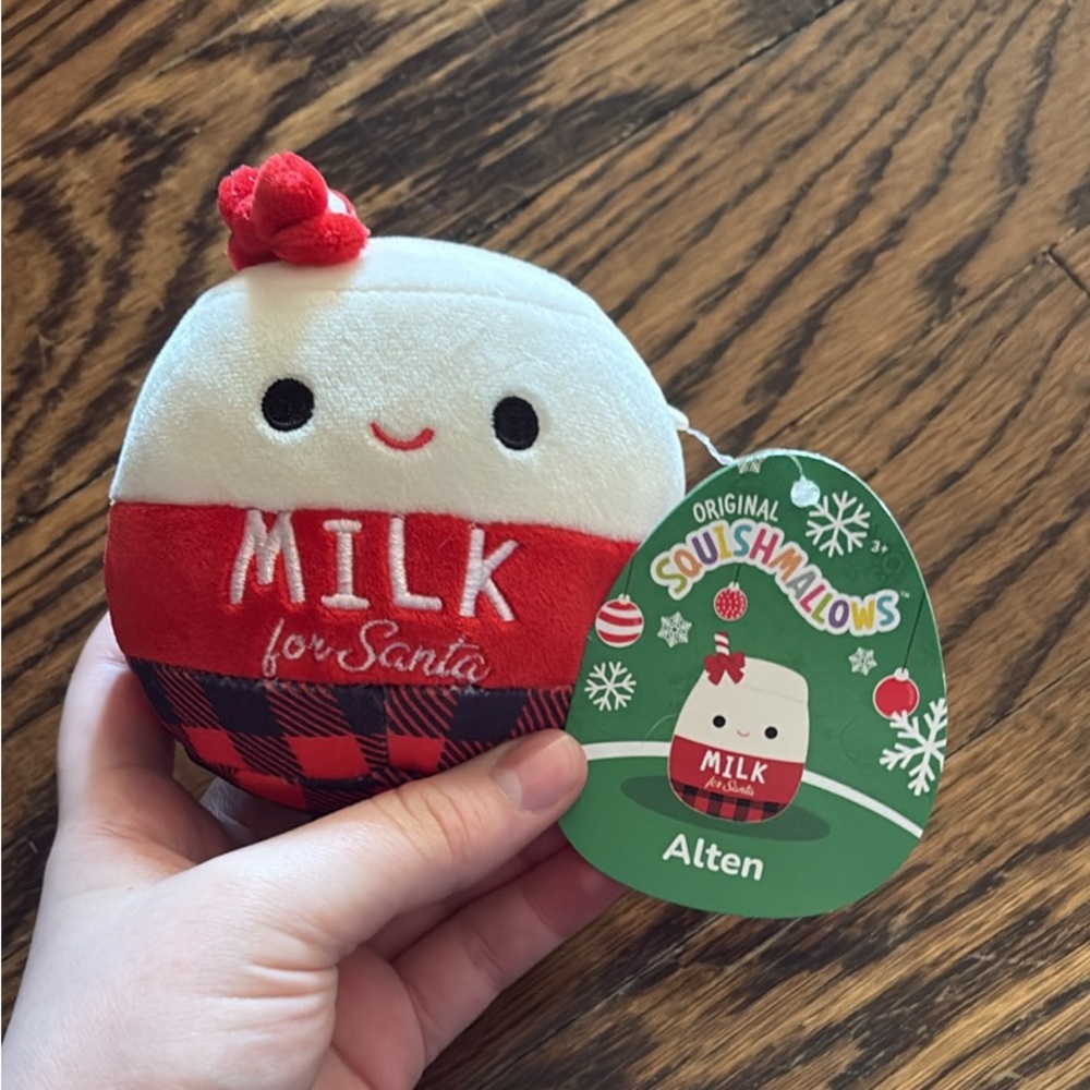 Squishmallows Festive Milk Plush with Red and White